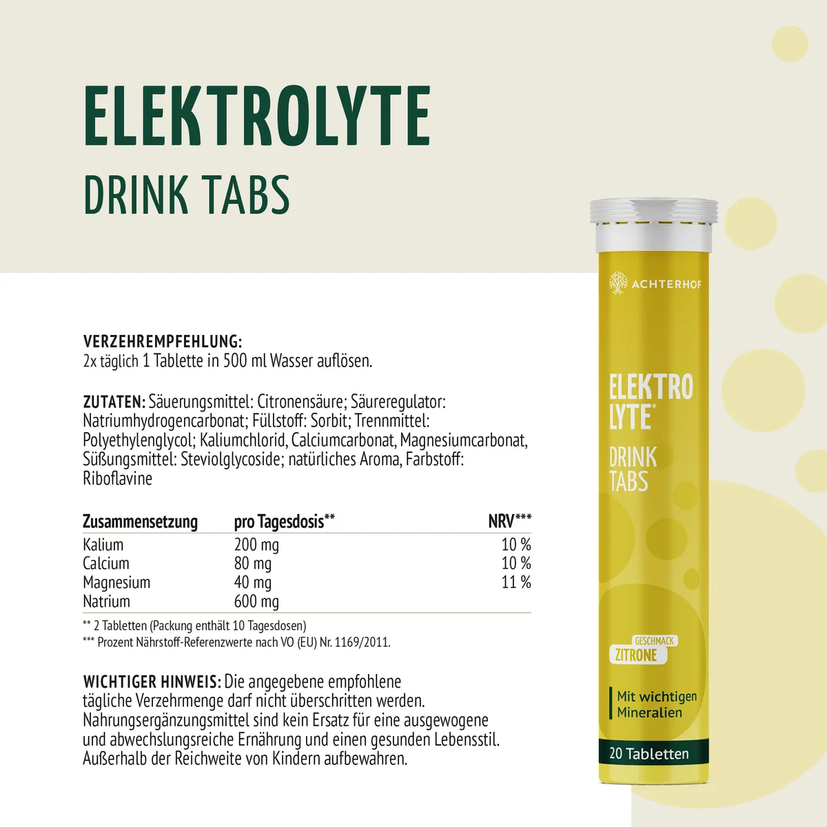 Elektrolyte Drink Tabs (20 Tabletten) – Bild 4