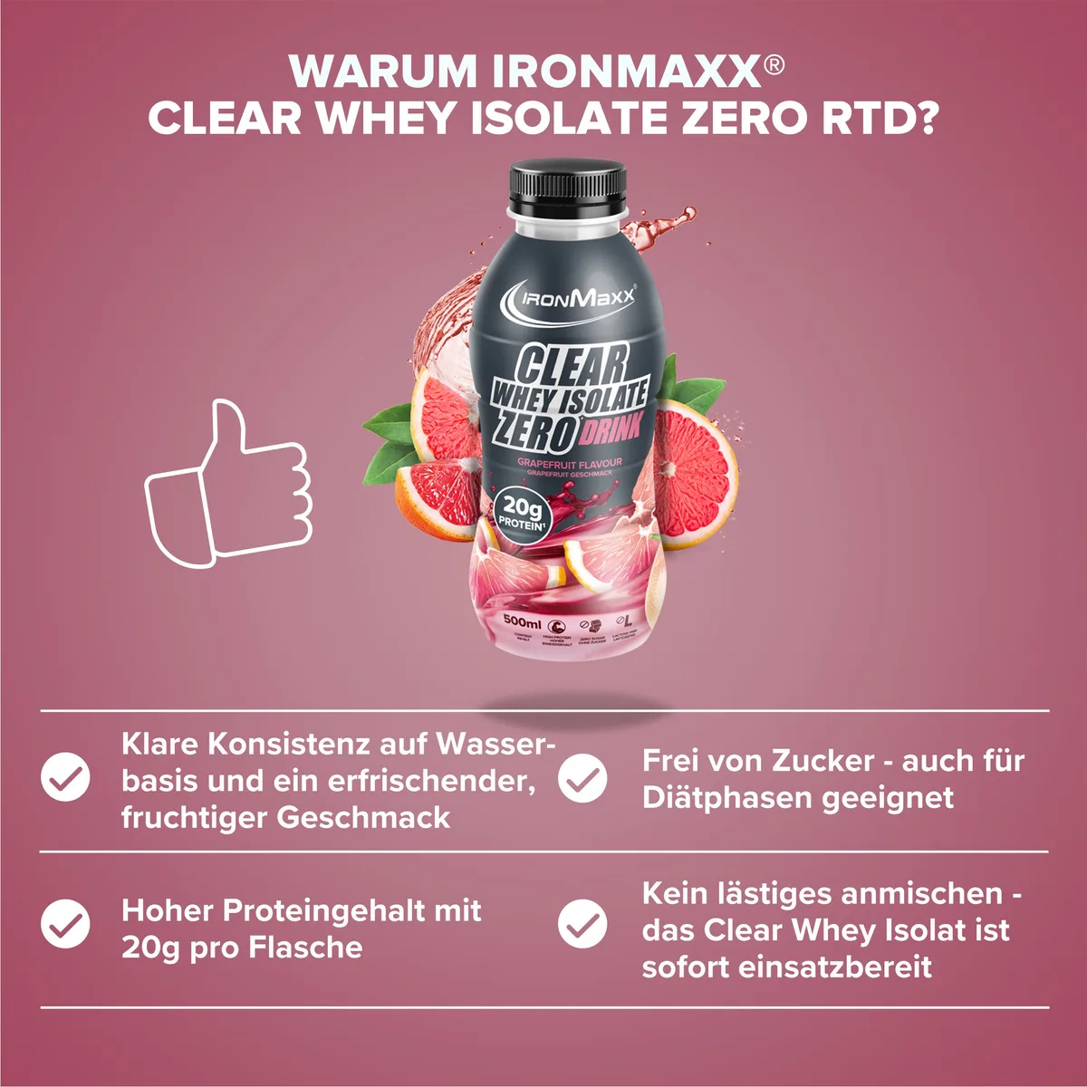 Clear Whey Isolate RTD (500ml) - Grapefruit – Bild 4