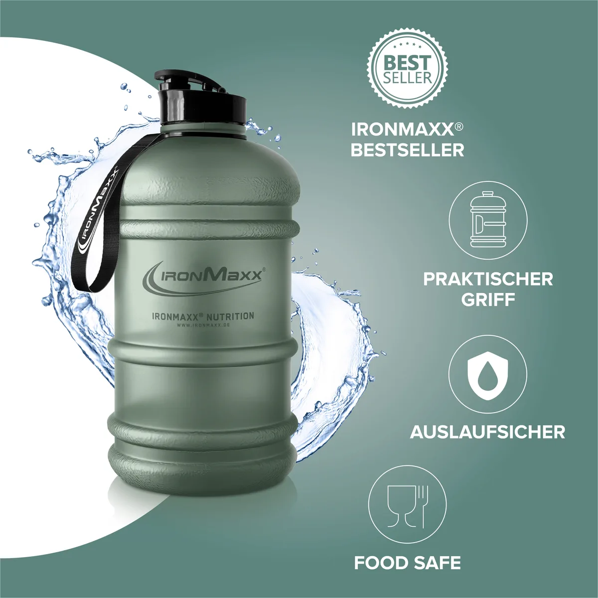 Water Gallon (2200ml) - Matt Transparent Frosted Mineral Green – Bild 2