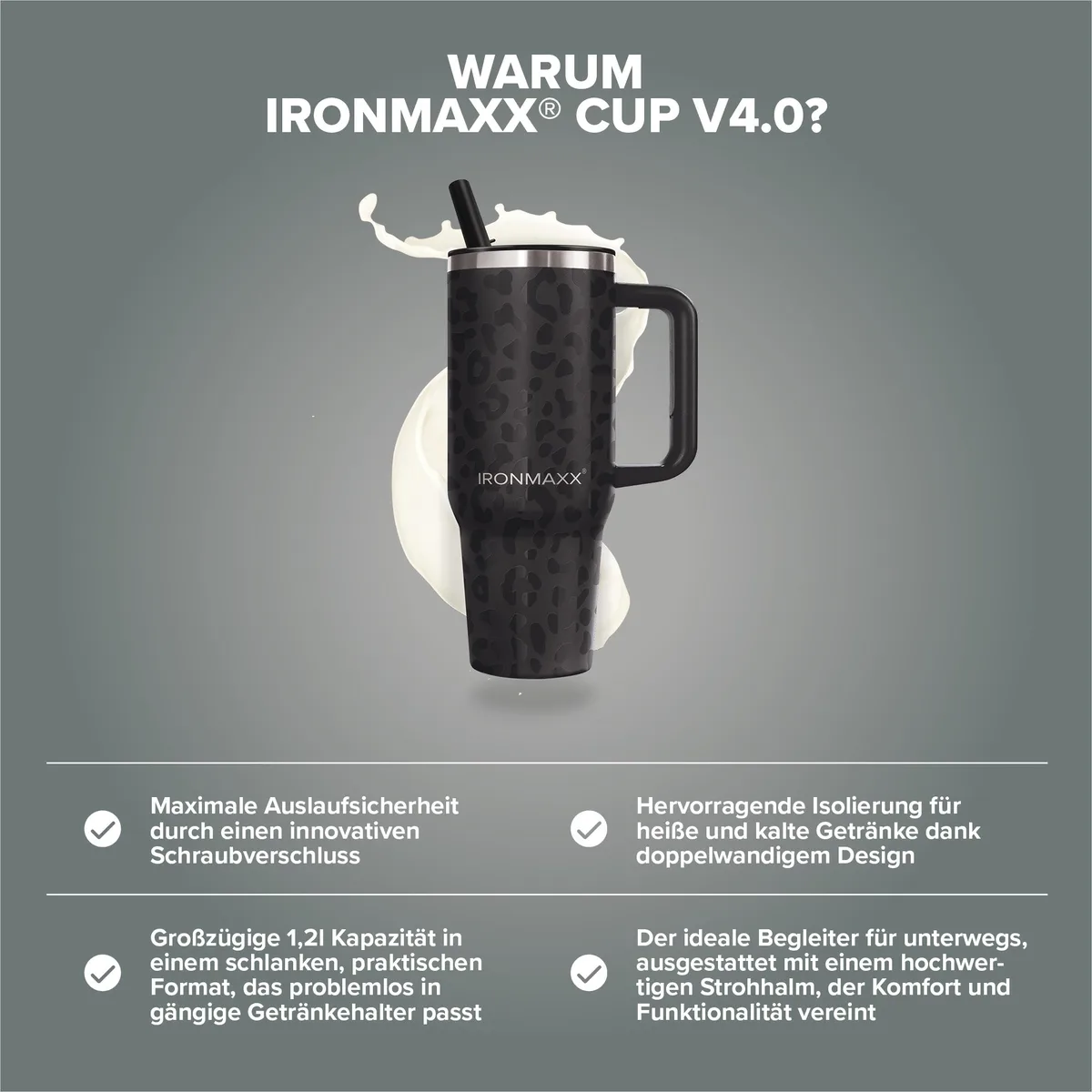 IronMaxx Cup V4.0 (1200ml) - Leo-Style Black – Bild 3