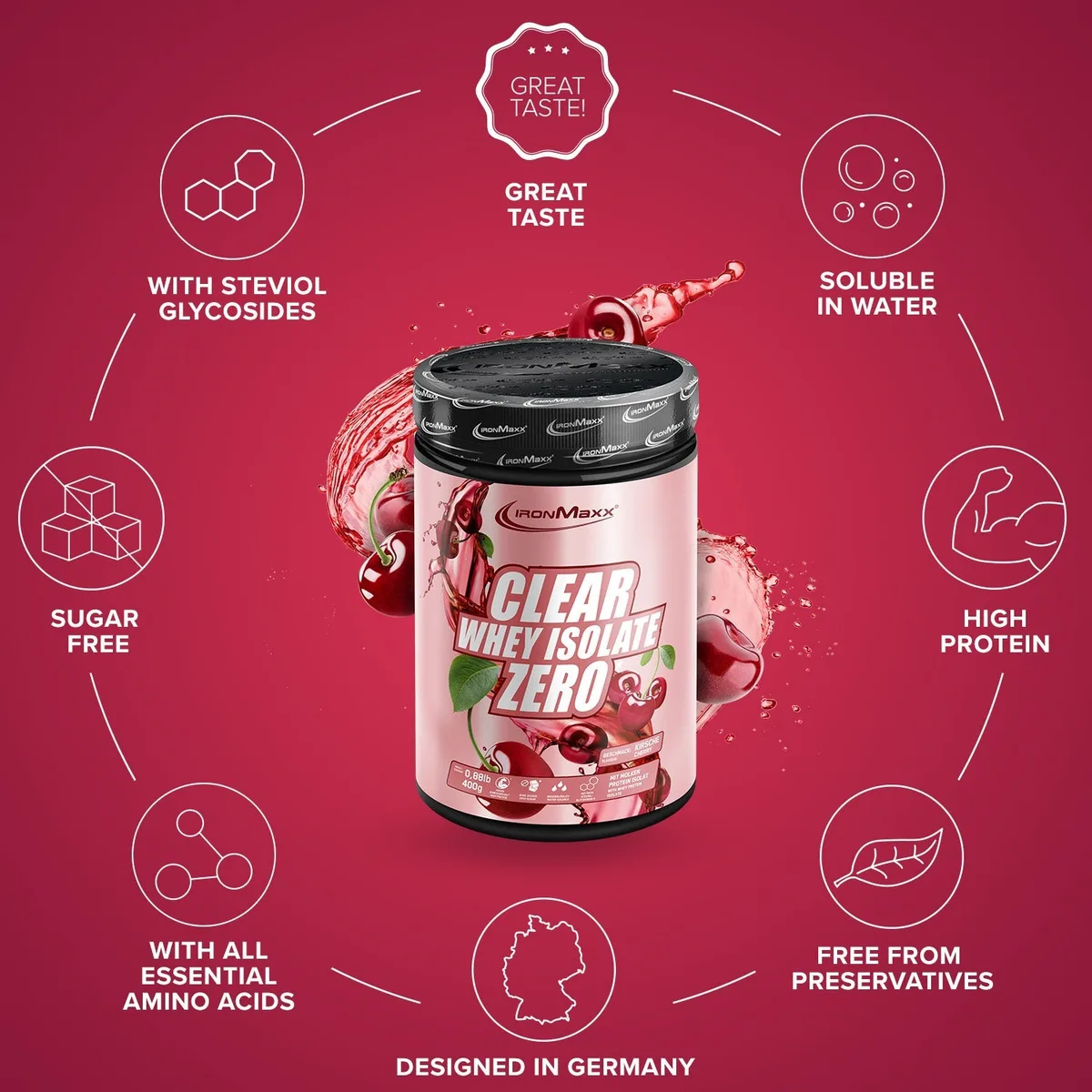 Clear Whey Isolate ZERO (400g) - Cherry – Bild 5