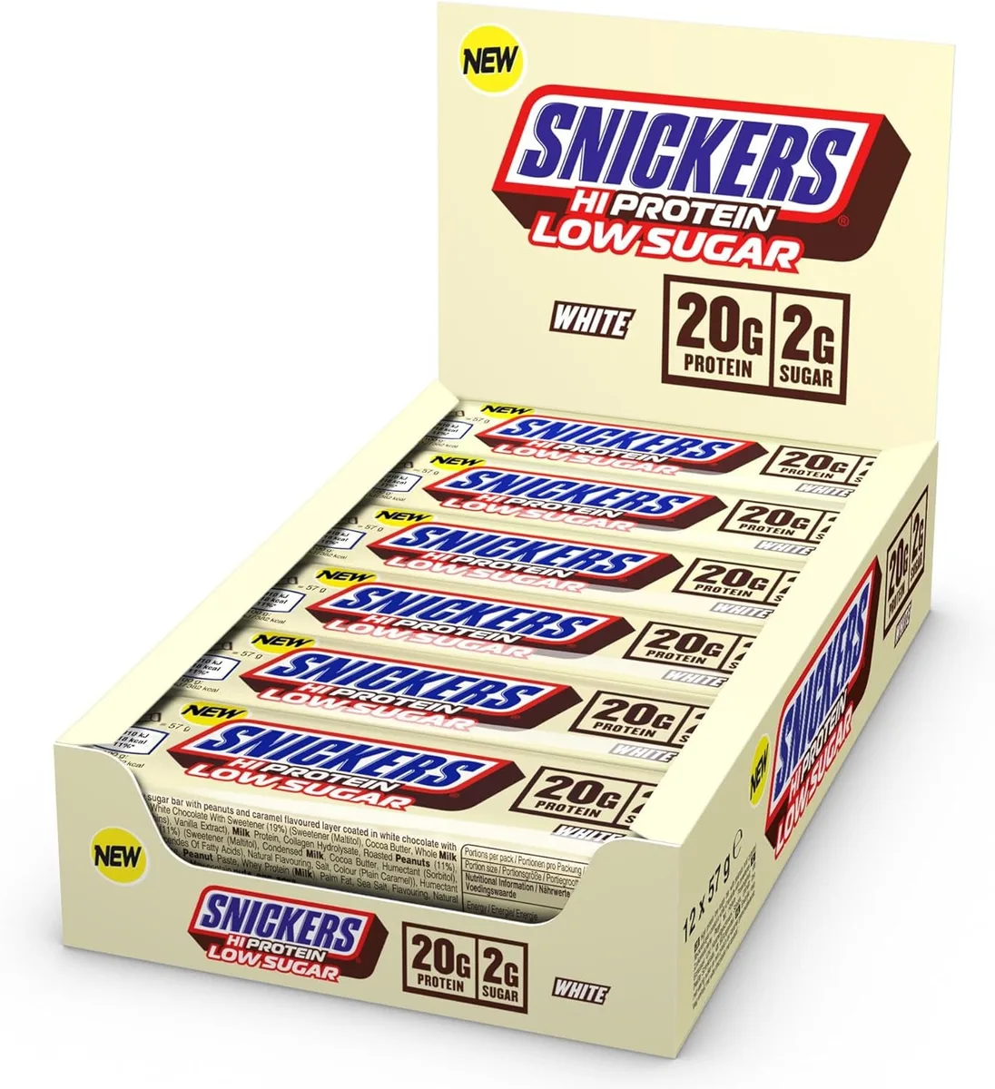 Snickers Low Sugar High Protein Bar (12x57g) White Chocolate – Bild 6
