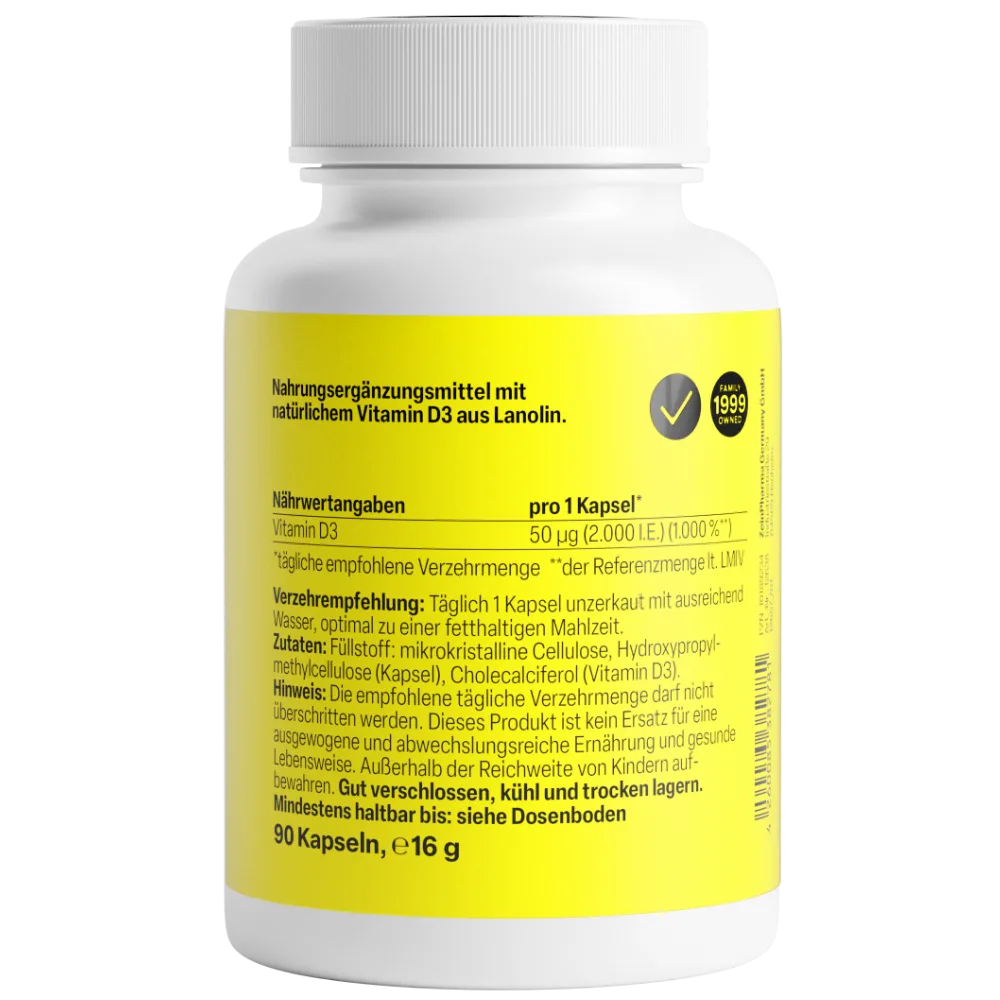 Vitamin D3 2000 I.E. (90 Kapseln) – Bild 2