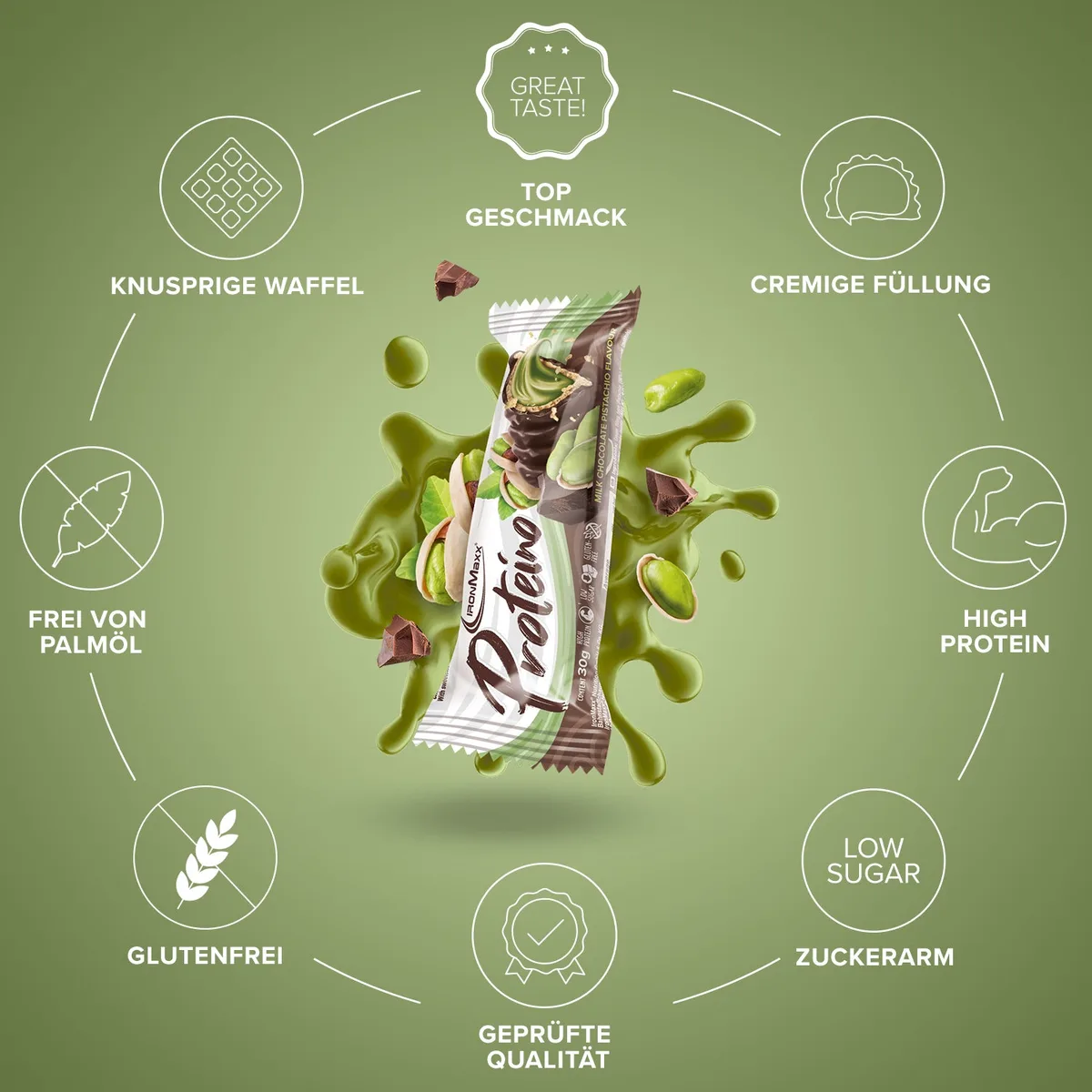 Proteino (12x30g) - Milk Chocolate Pistachio – Bild 5