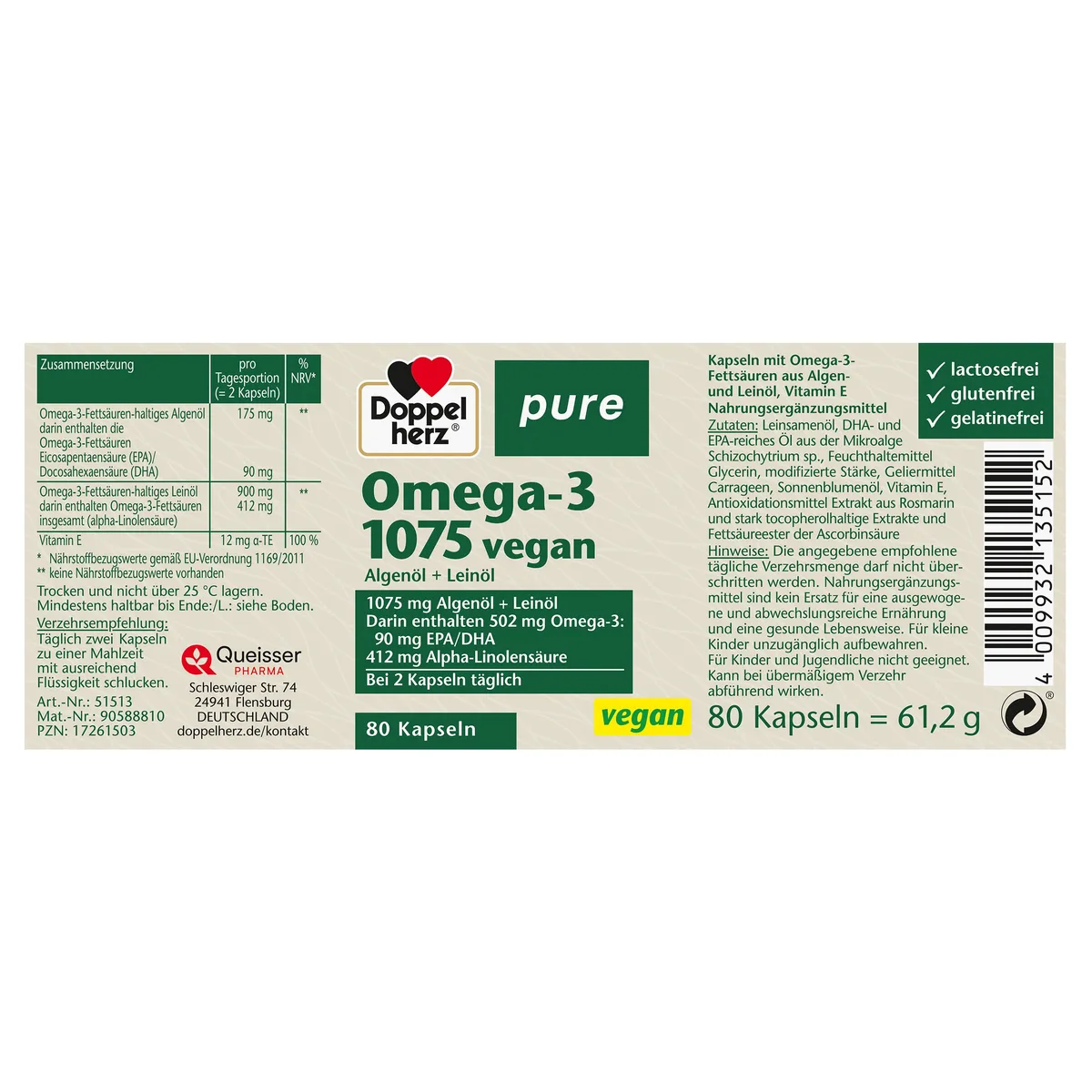 Pure Omega-3 1075 vegan (80 Kapseln) – Bild 2
