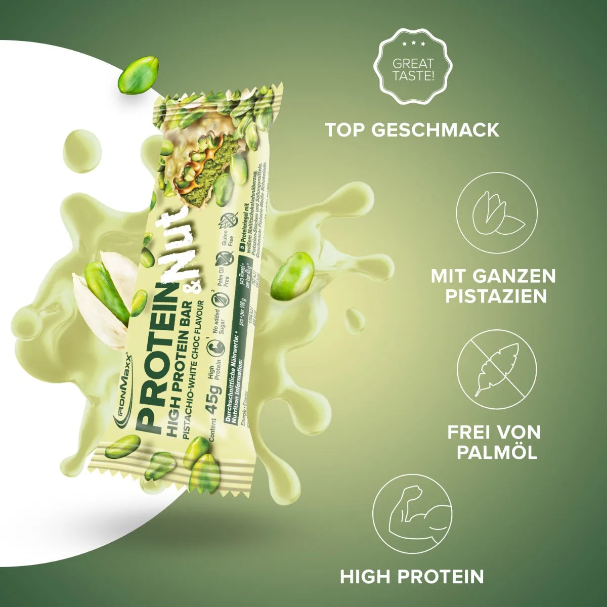 Protein & Nut (24x45g) - Pistachio White Choc – Bild 3