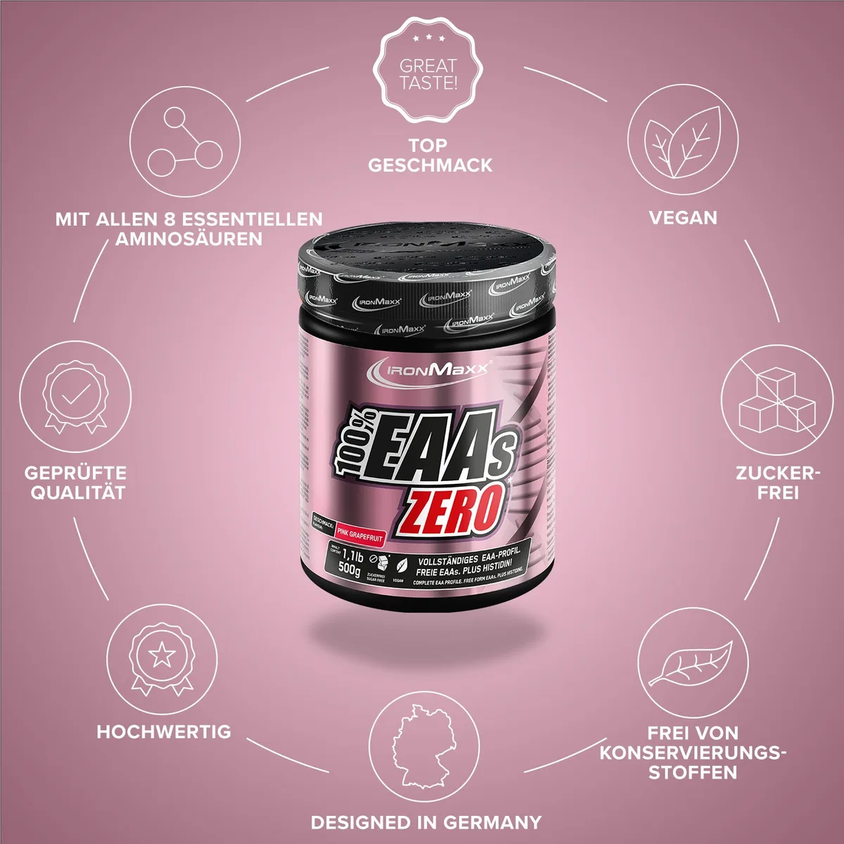 100% EAAs Zero (500g) - Pink Grapefruit – Bild 5