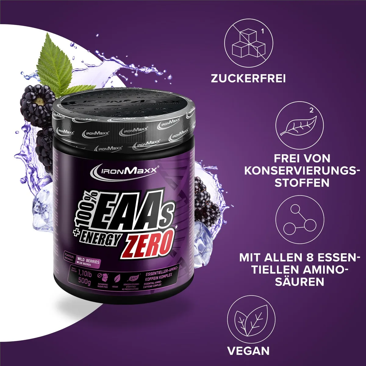 EAAs + Energy ZERO (500g) - Wild Berries – Bild 7