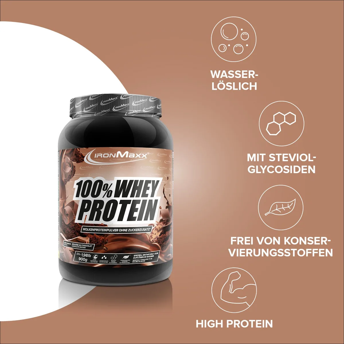 100% Whey Protein (900g) - Mousse au Chocolate – Bild 3