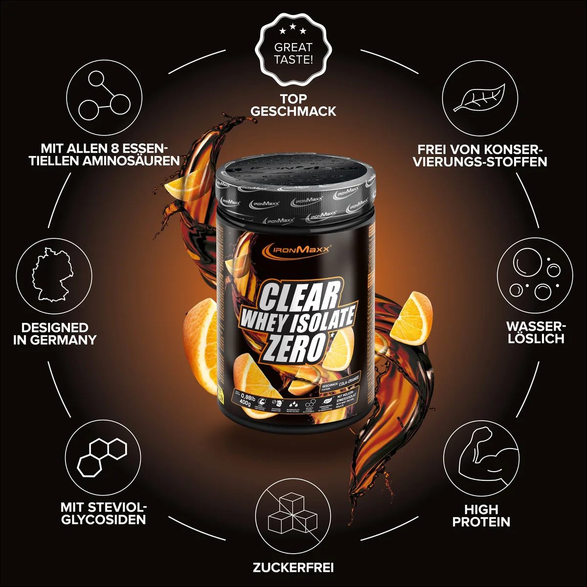 Clear Whey Isolate ZERO (400g) - Cola Orange – Bild 5
