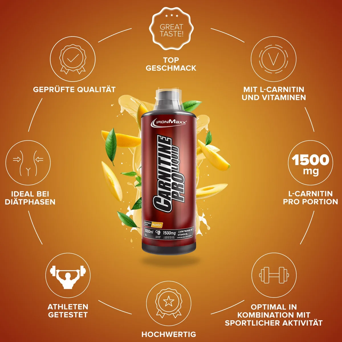 Carnitine Pro Liquid (1000ml) - Mango – Bild 5