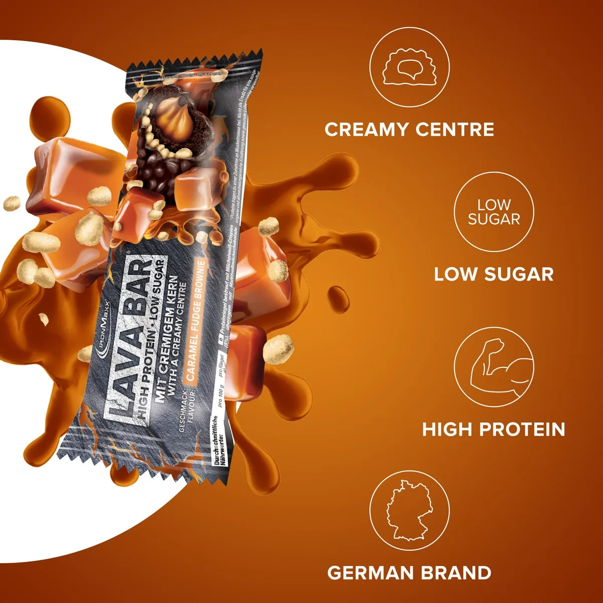 Lava Bar Protein Riegel (18x40g) - Caramel Fudge Brownie – Bild 3