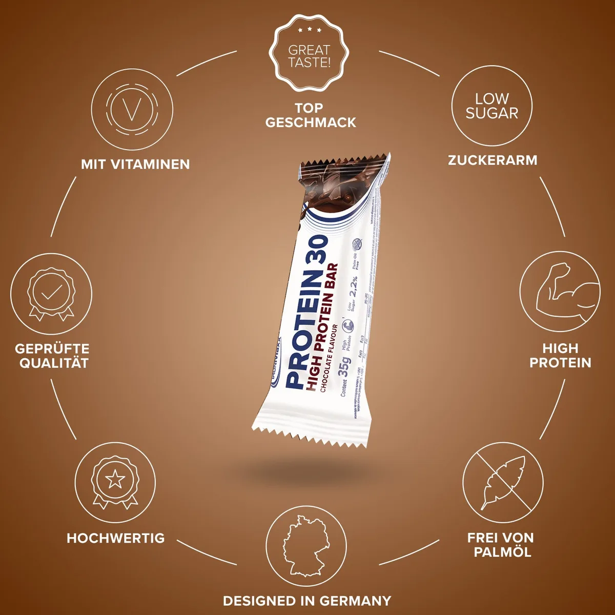 Protein 30 Protein Riegel (24x35g) - Schokolade – Bild 7