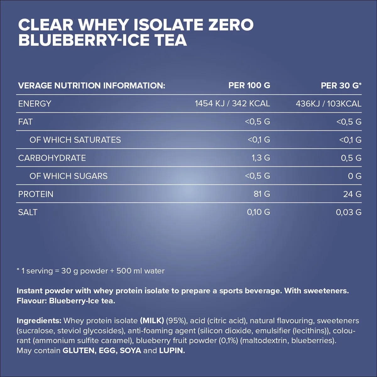 Clear Whey Isolate ZERO (400g) - Blueberry Ice Tea – Bild 4