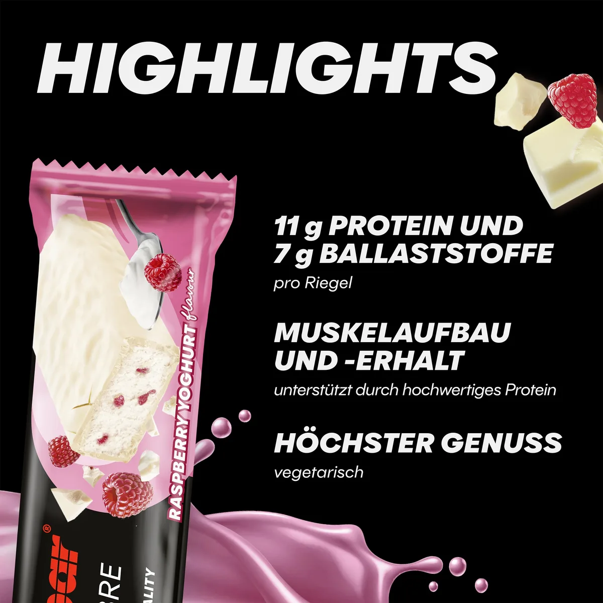 Protein+ Fibre Bar Raspberry Yoghurt (16x35g) – Bild 2