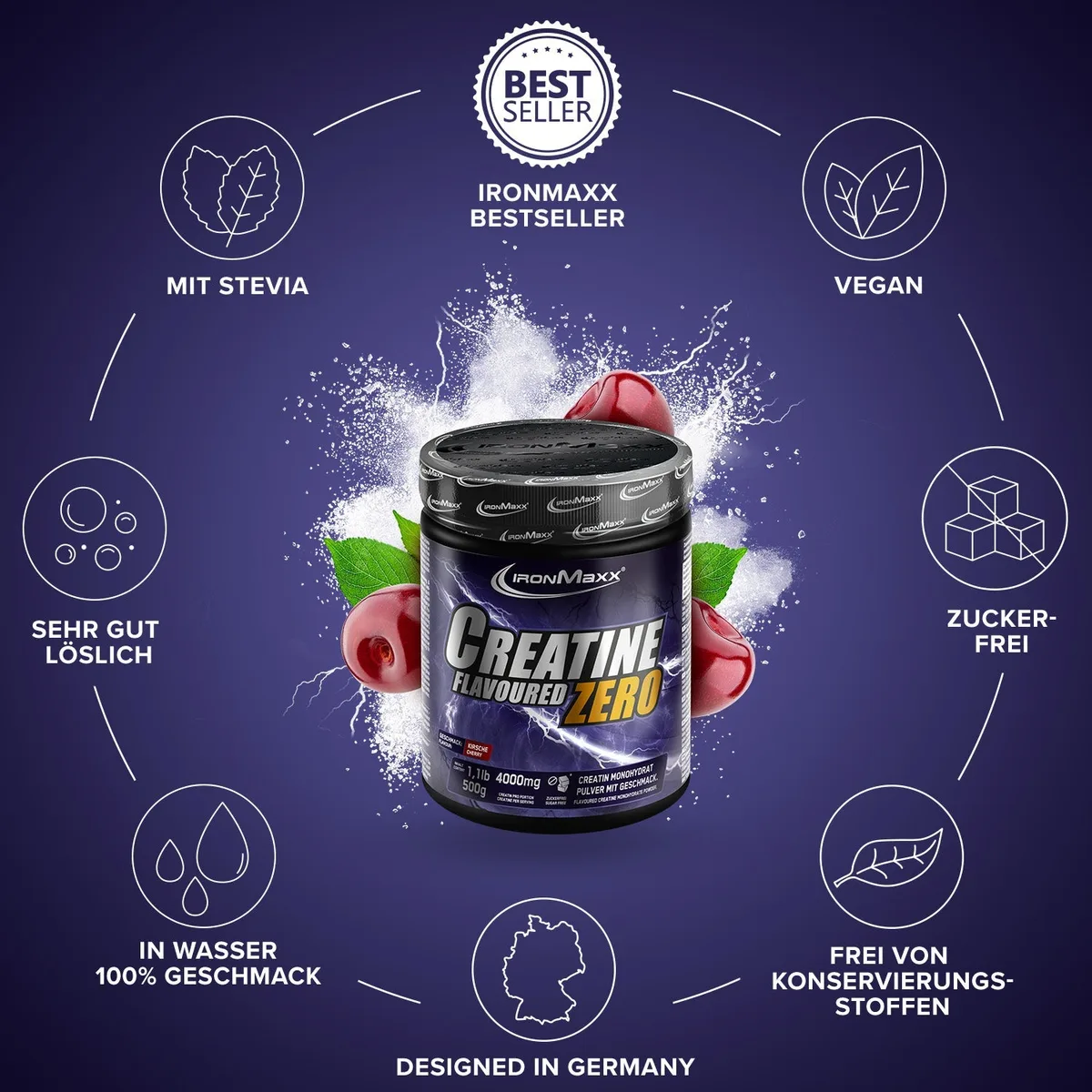 Creatine Flavoured Zero (500g) - Kirsche – Bild 8