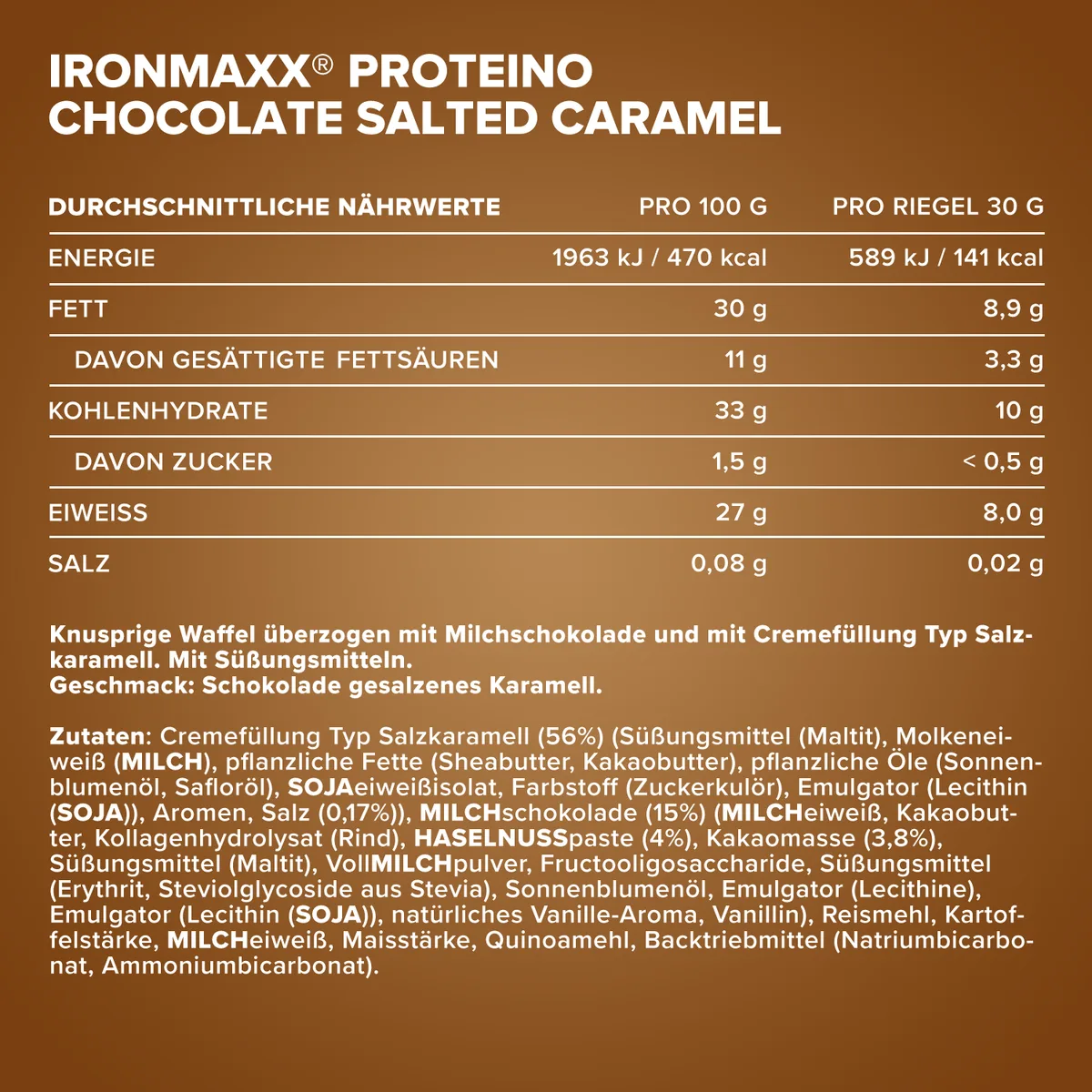 Proteino (12x30g) - Chocolate Salted Caramel – Bild 5