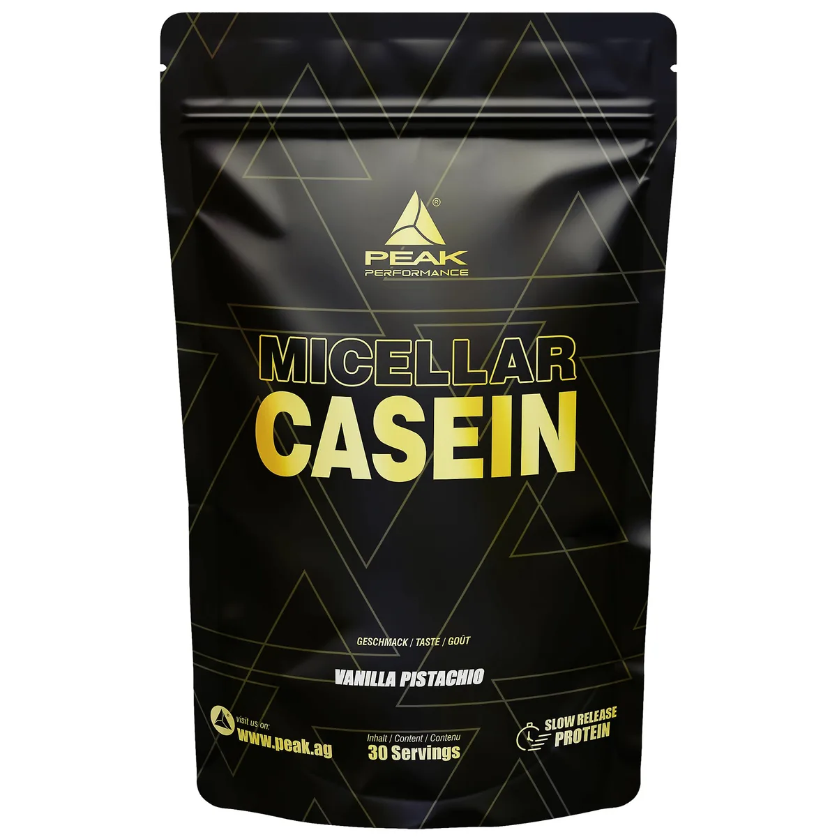 PEAK Micellar Casein - 900g Geschmack Vanilla I 30 Portionen I Pulver I Proteinquelle: Milchprotein I fettarm I Muskelaufbau I mit Sättigungseffekt & Zusatz von Laktase