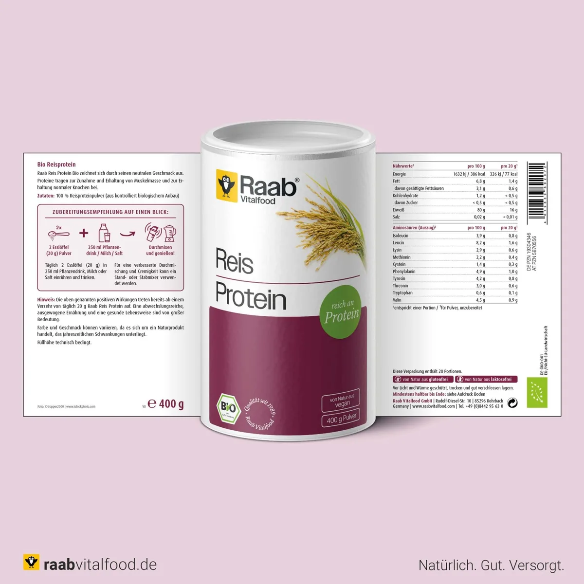 Bio Reis Protein Pulver (400g) – Bild 2