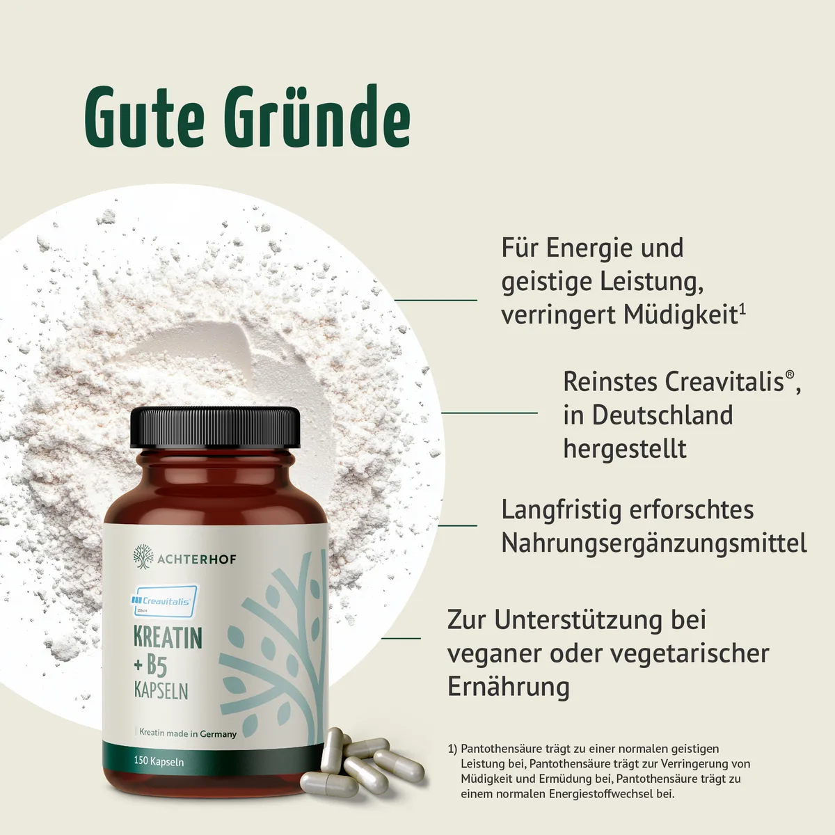 Creavitalis® Kreatin+B5 Kapseln (150 Kapseln) – Bild 2