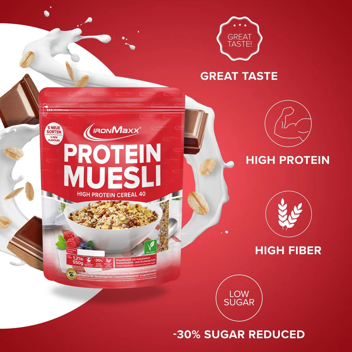 Protein Müsli (550g) - Schokolade – Bild 2