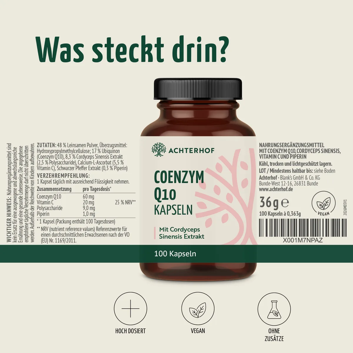 Coenzym Q10 Cordyceps (100 Kapseln) – Bild 6