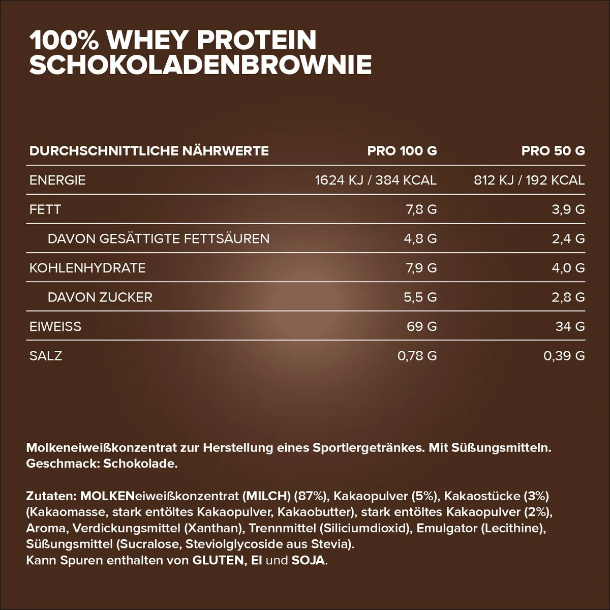 100% Whey Protein (500g) - Chocolate Brownie Fudge – Bild 4