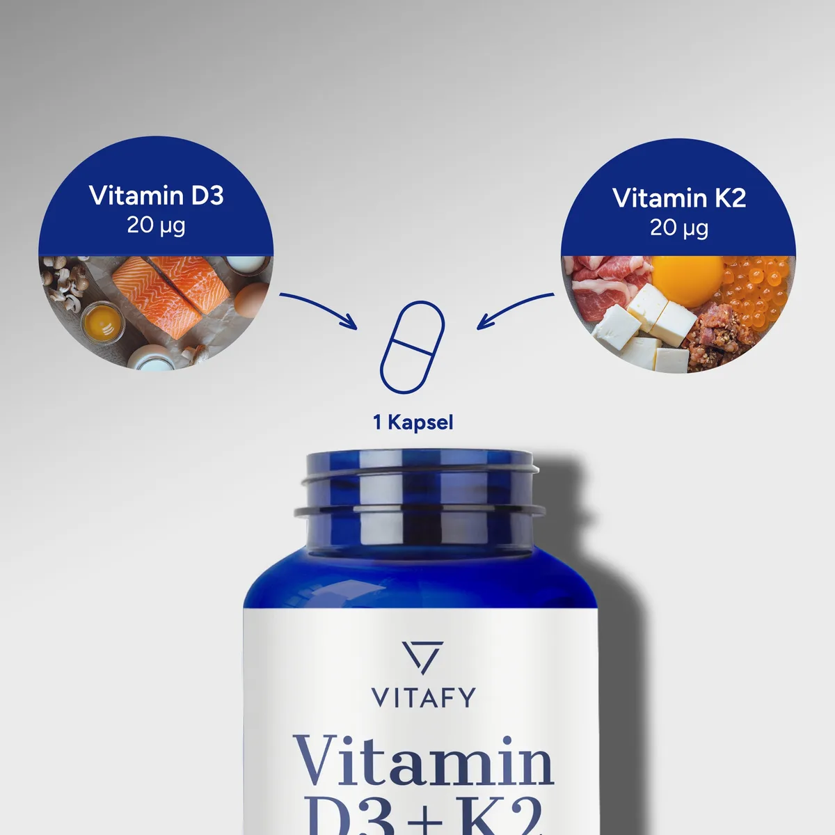 Vitamin D3+K2 (90 Kapseln) – Bild 3