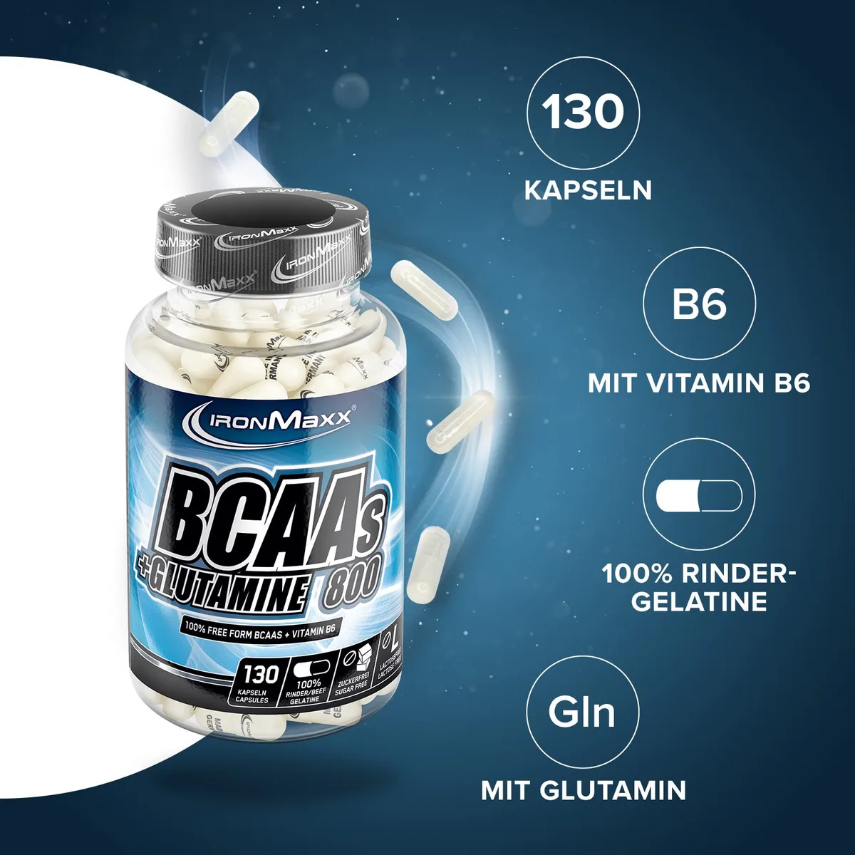 BCAAs + Glutamin 800 - 130 Kapseln – Bild 8