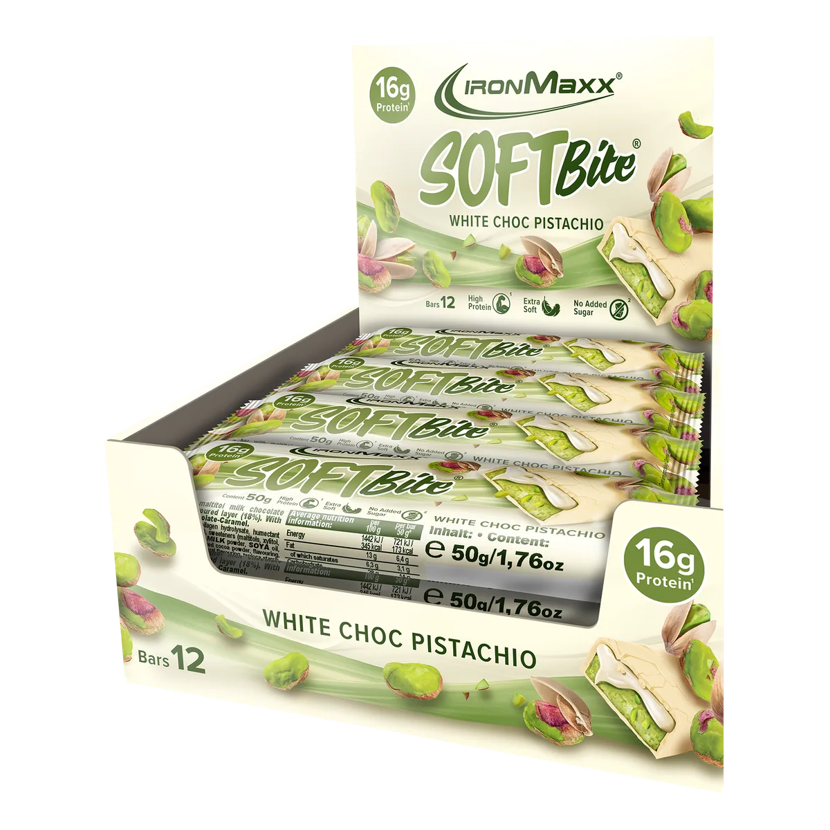 Softbite (12x50g) - White Chocolate Pistachio