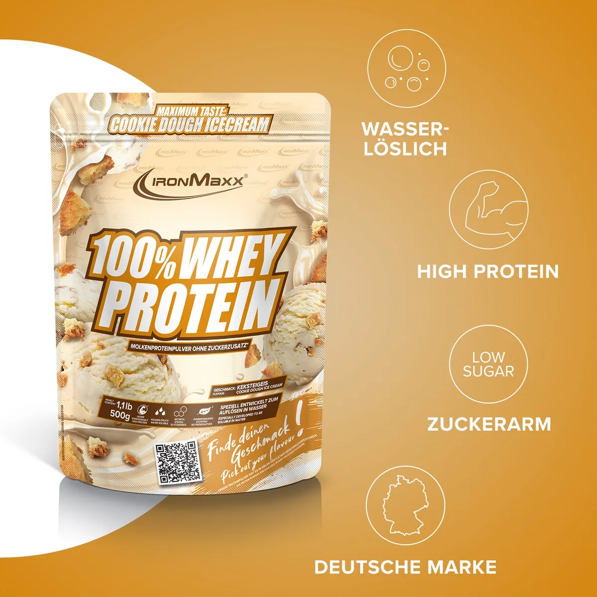 100% Whey Protein (500g) - Ice Cream Cookie Dough – Bild 2