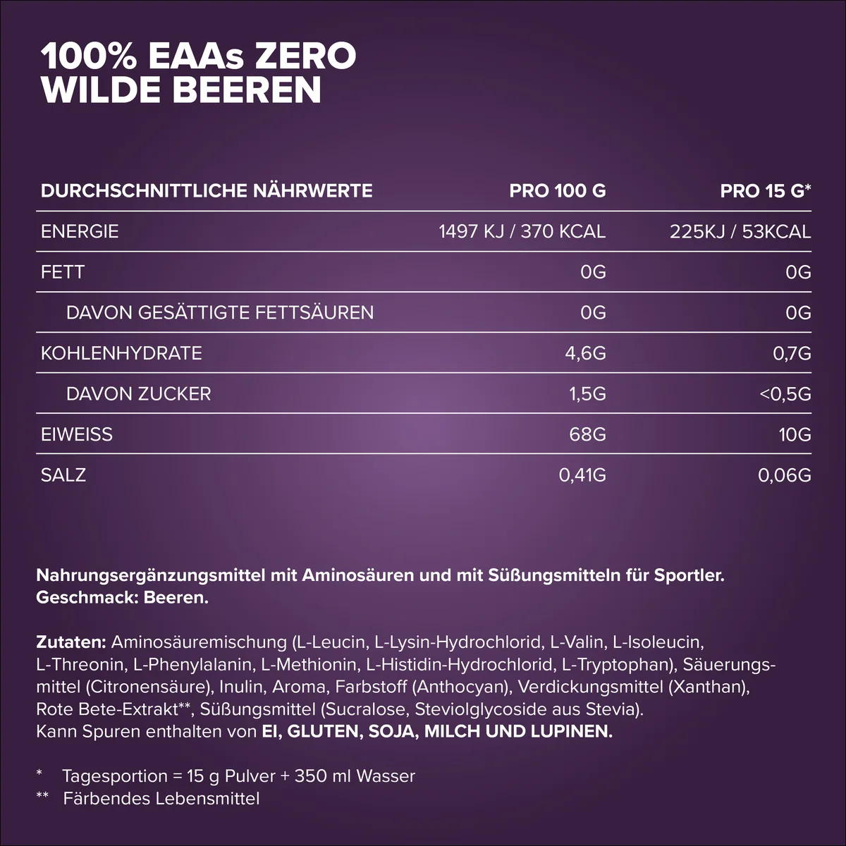 100% EAAs Zero (500g) - Wild Berries – Bild 4