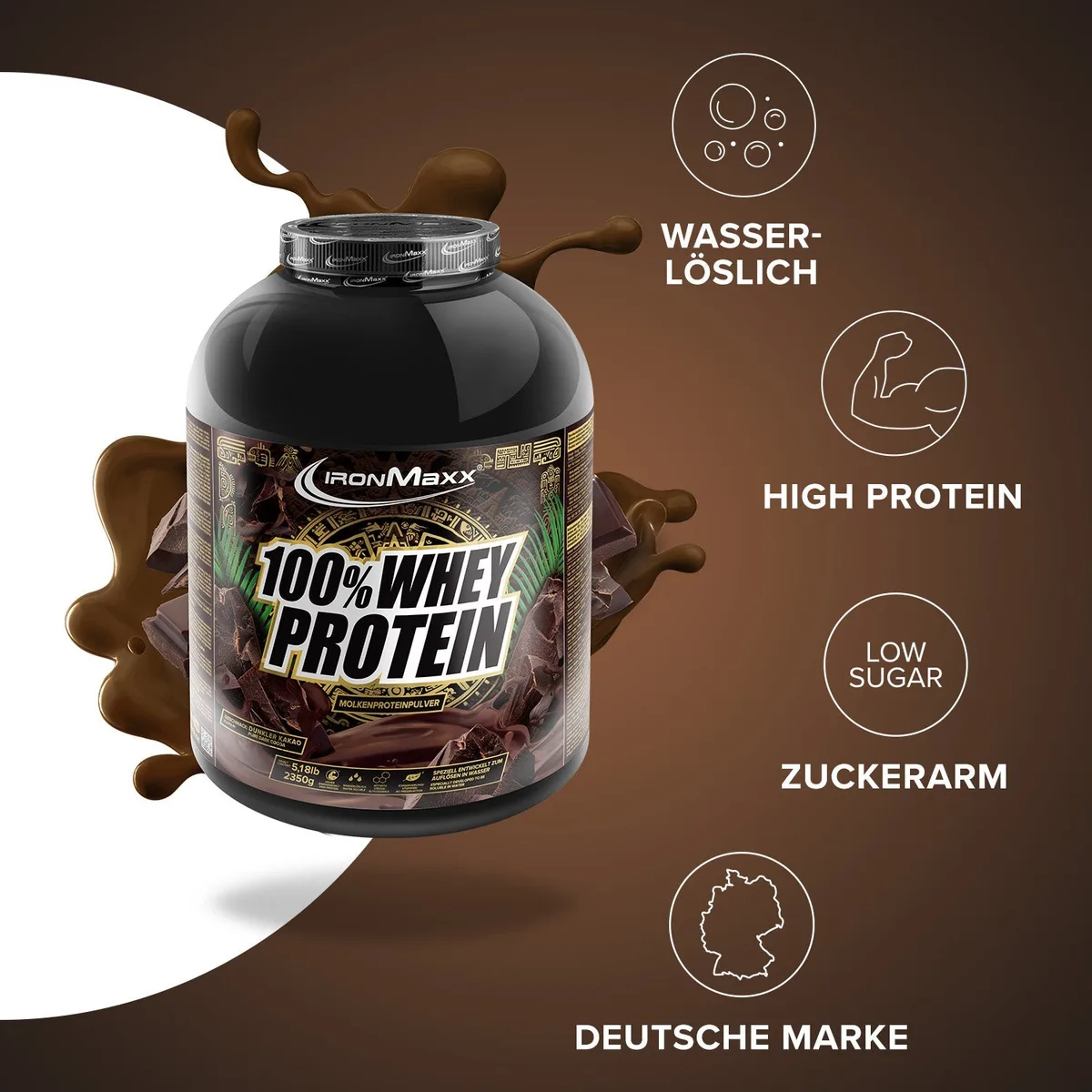 100% Whey Protein (2350g) - Pure Dark Cocoa – Bild 2