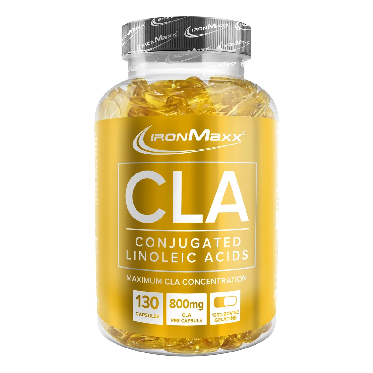 IronMaxx CLA - 130 Kapseln | Unterstützt den Fettstoffwechsel | antioxidative Eigenschaften | 800mg CLA pro Kapsel