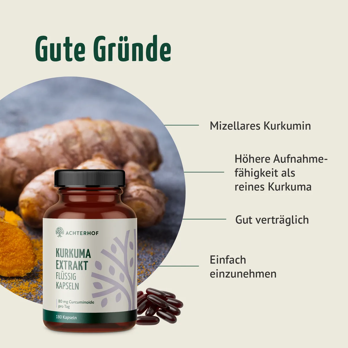Kurkuma Extrakt Flüssig Kapseln (180 Kapseln) – Bild 2