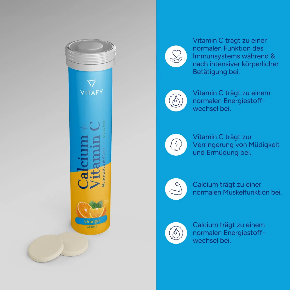 Calcium + Vitamin C - Orange (20 Brausetabletten) – Bild 3