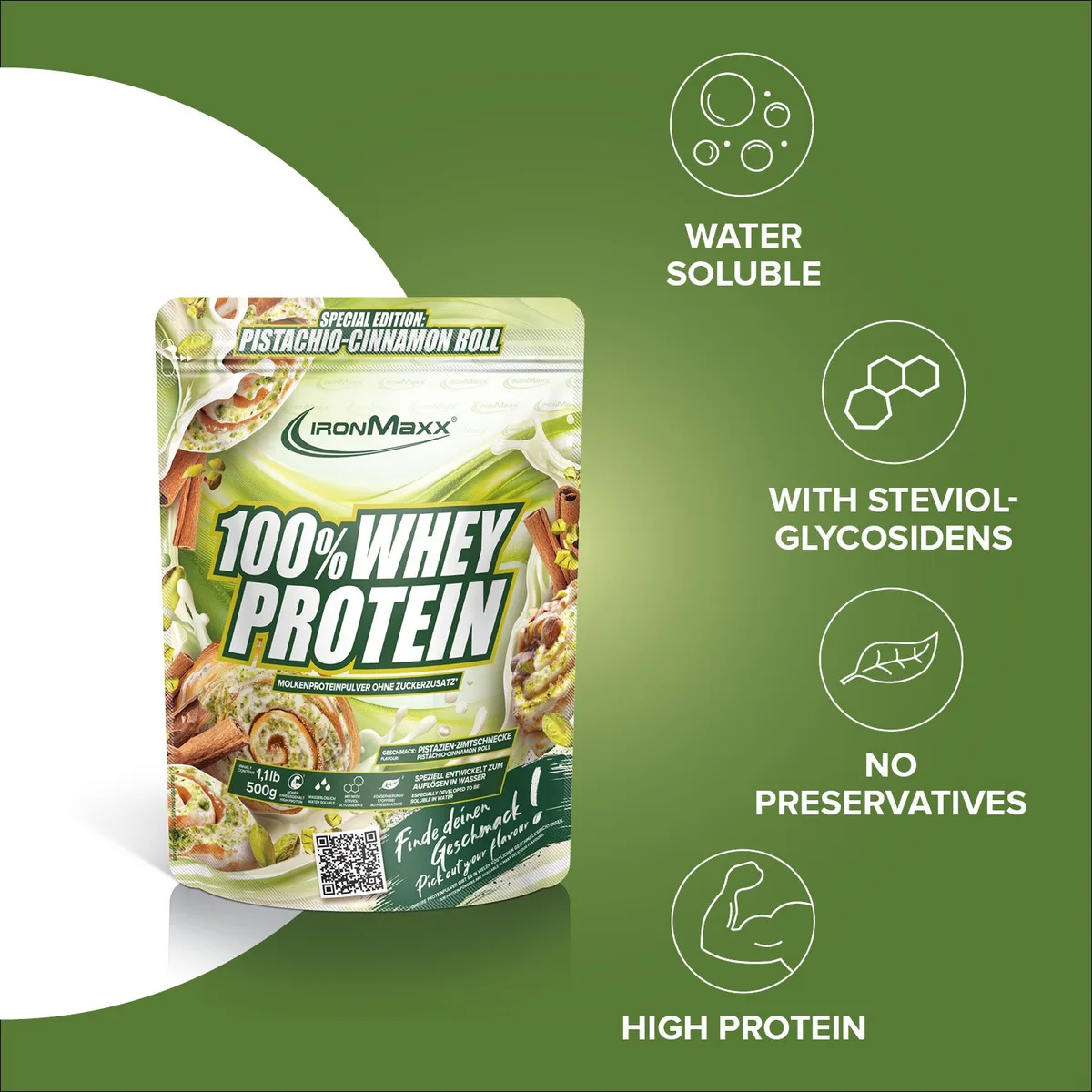 100% Whey Protein (500g) - Pistachio Cinnamon Roll – Bild 7