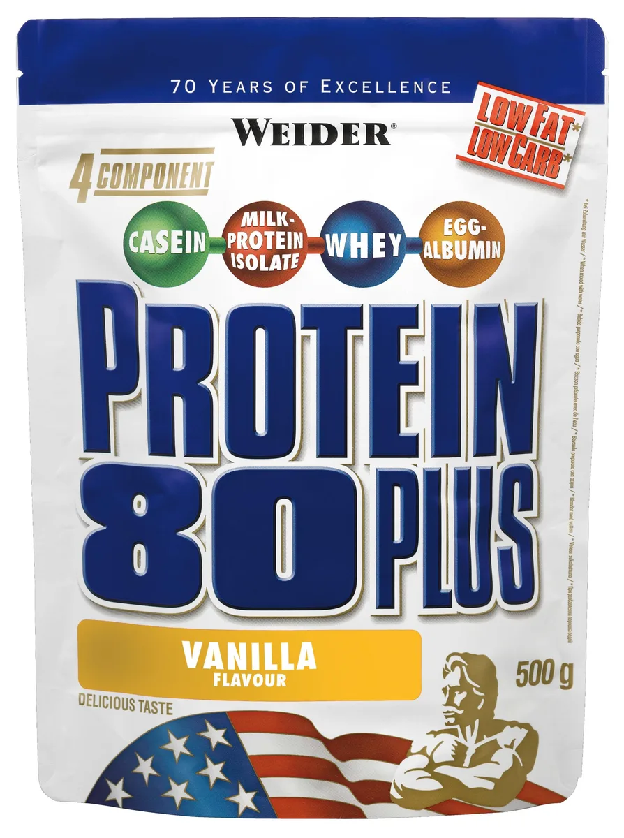 Weider - Protein 80 Plus - 4-Komponenten Protein Pulver - Hoher Proteingehalt mit 80% Eiweiß - Cremige Shakes mit Calcium & Vitamin B6 - 500g - Vanille – Bild 4