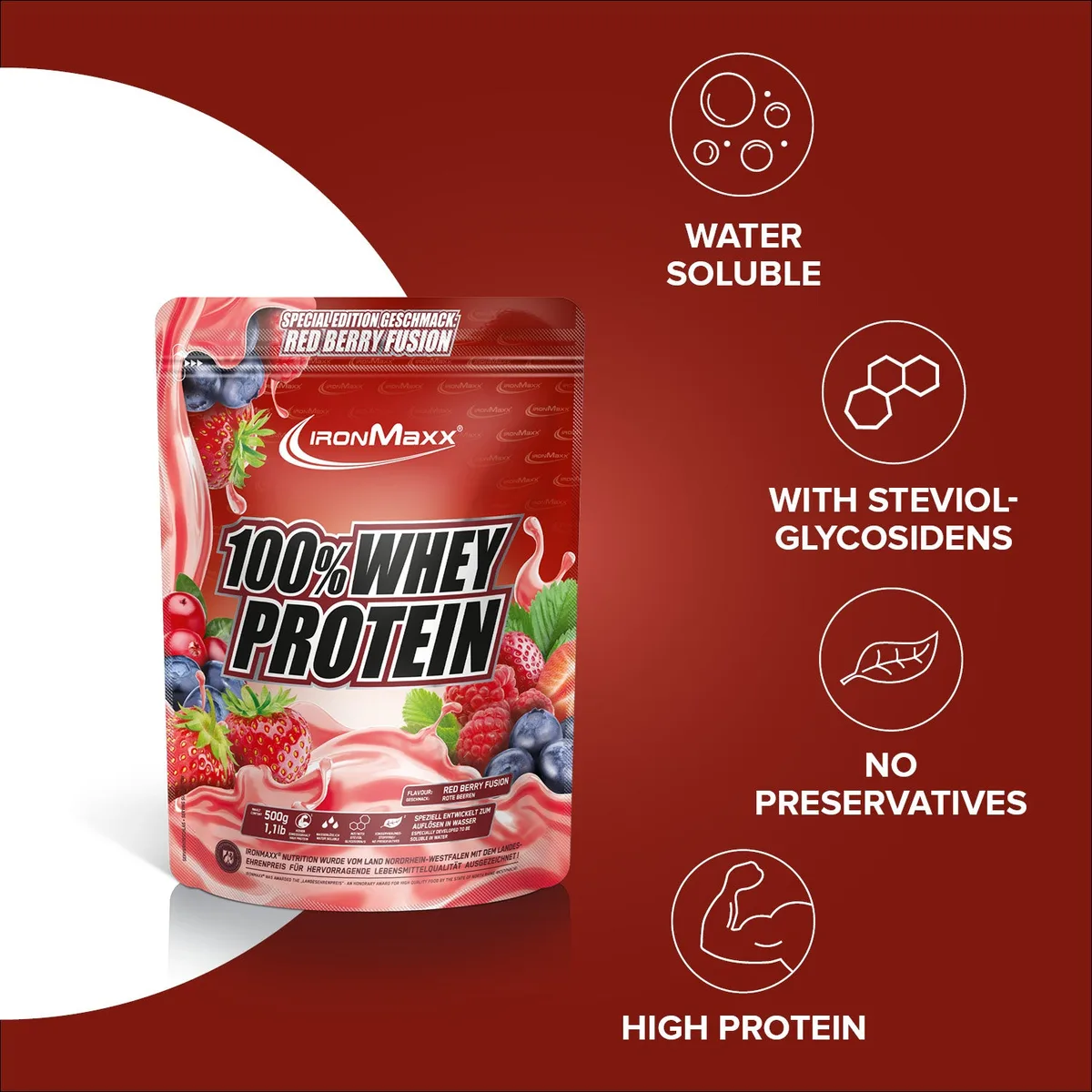 100% Whey Protein (500g) - Red Berry Fusion (Special Edition) – Bild 8