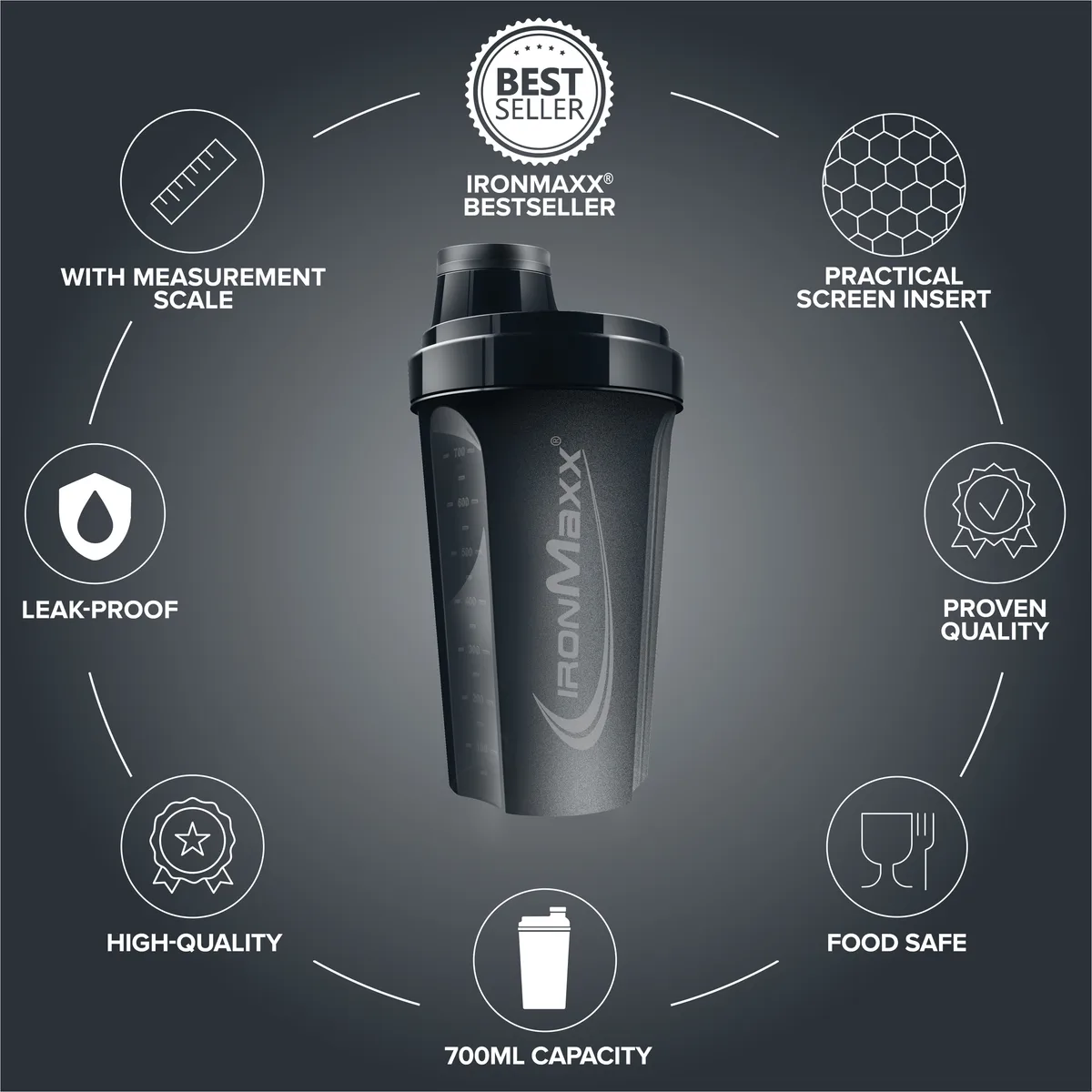 Shaker (700ml) - Deep Black – Bild 8