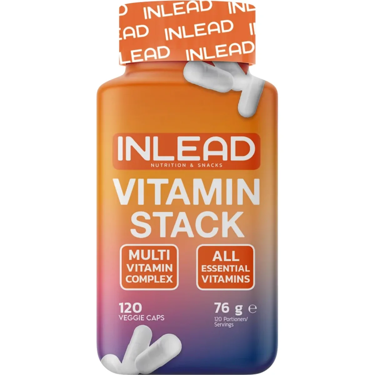 INLEAD - Vitamin Stack | Multivitamin-Kapseln für 4 Monate | Alle essentiellen Vitamine in nur 1 Kapsel täglich | Vitamine von A-Z | Mit Vitamin C, D3, K2, B12, Biotin & Folsäure - 120 Kapseln