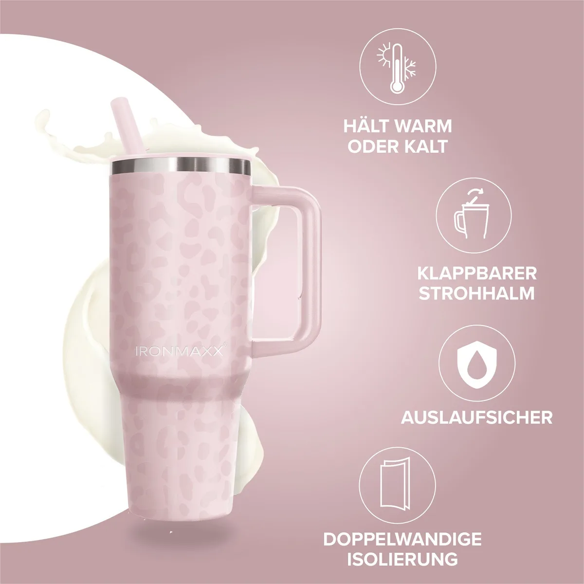 IronMaxx Cup V4.0 (1200ml) - Leo-Style Rose – Bild 2