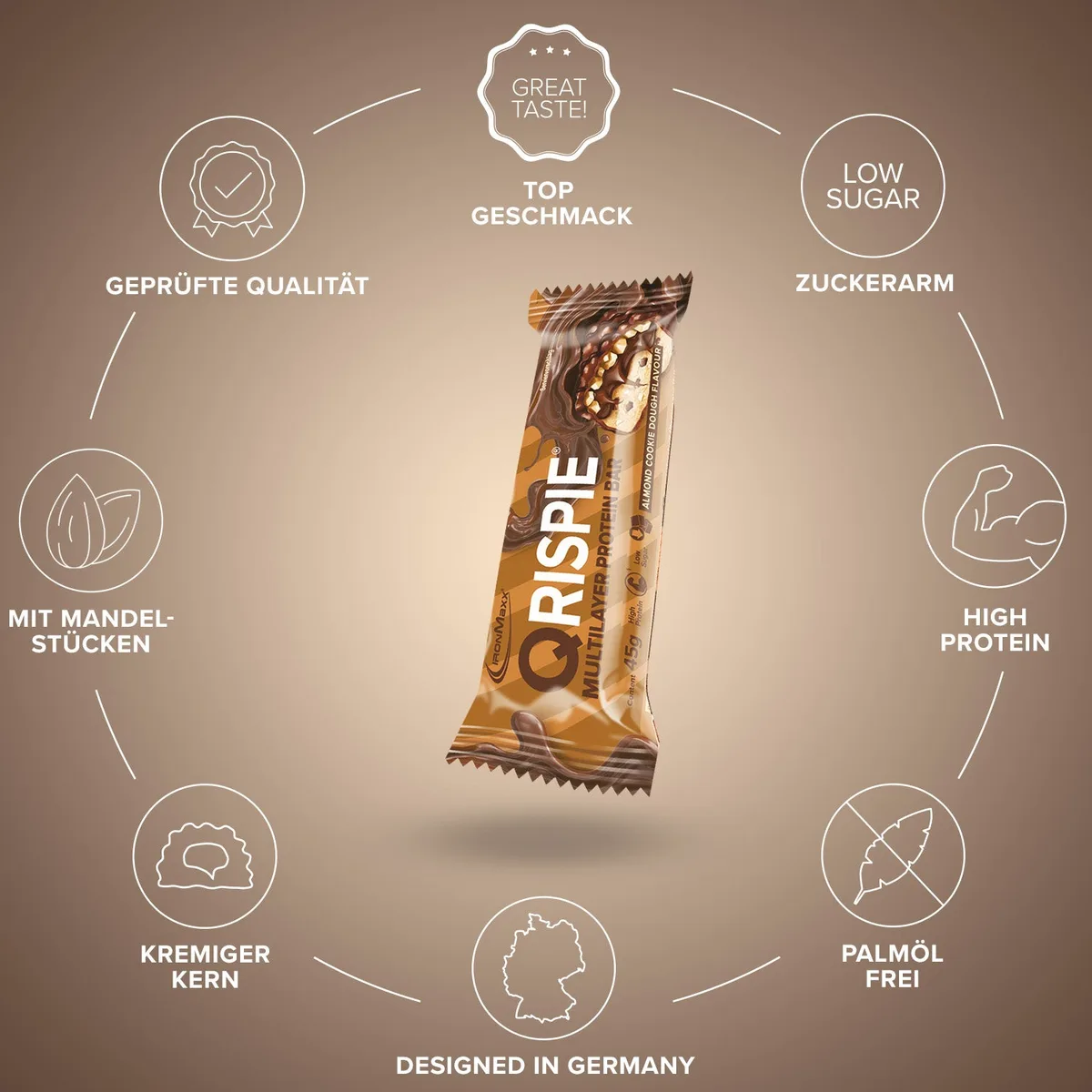 Qrispie Protein Riegel (45g) - Almond Cookie Dough – Bild 5