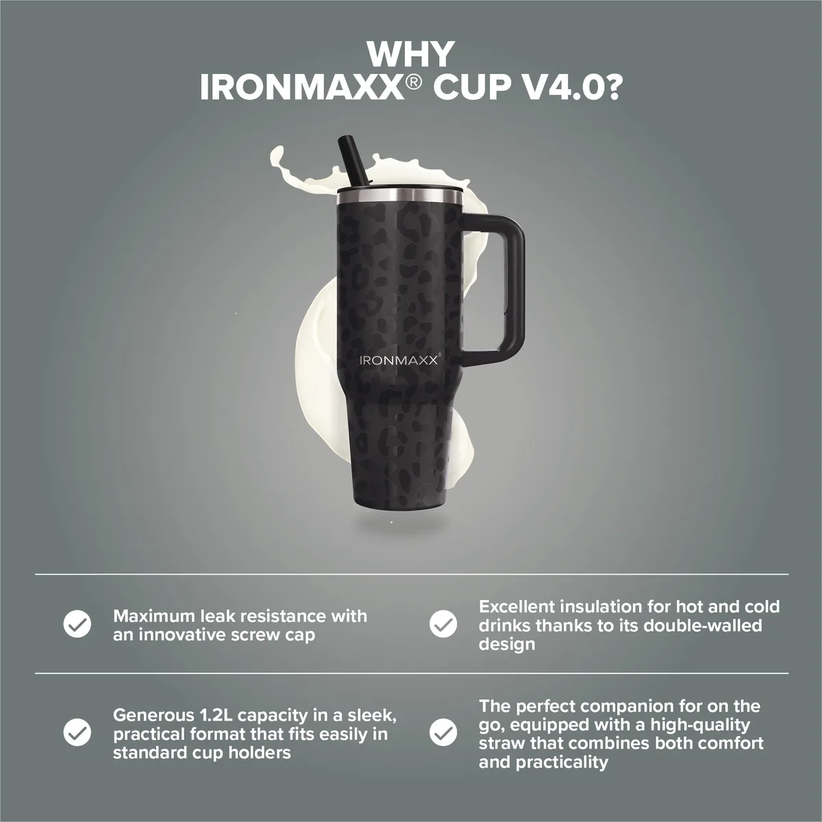 IronMaxx Cup V4.0 (1200ml) - Leo-Style Black – Bild 7