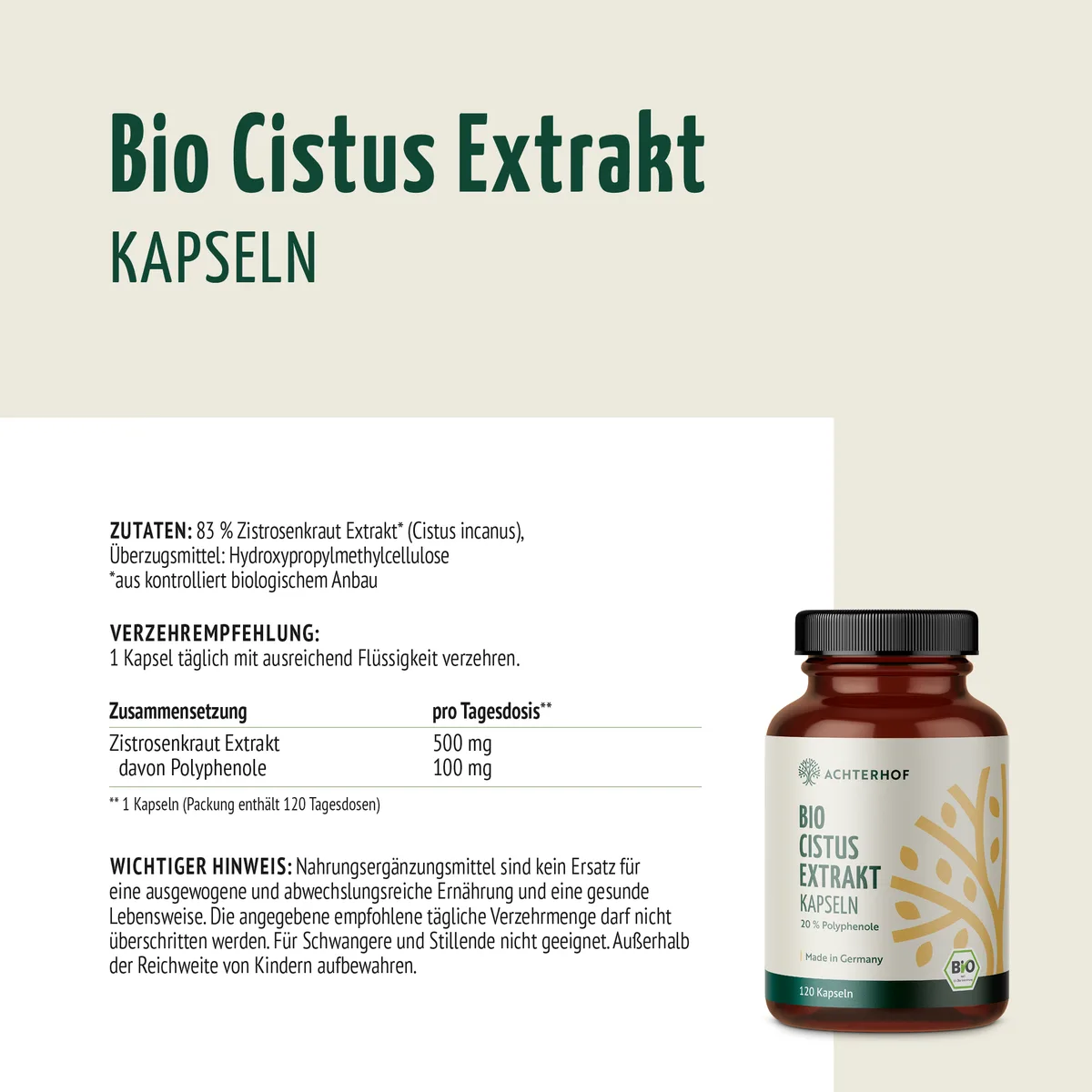 Bio Cistus Extrakt Kapseln (120 Kapseln) – Bild 6
