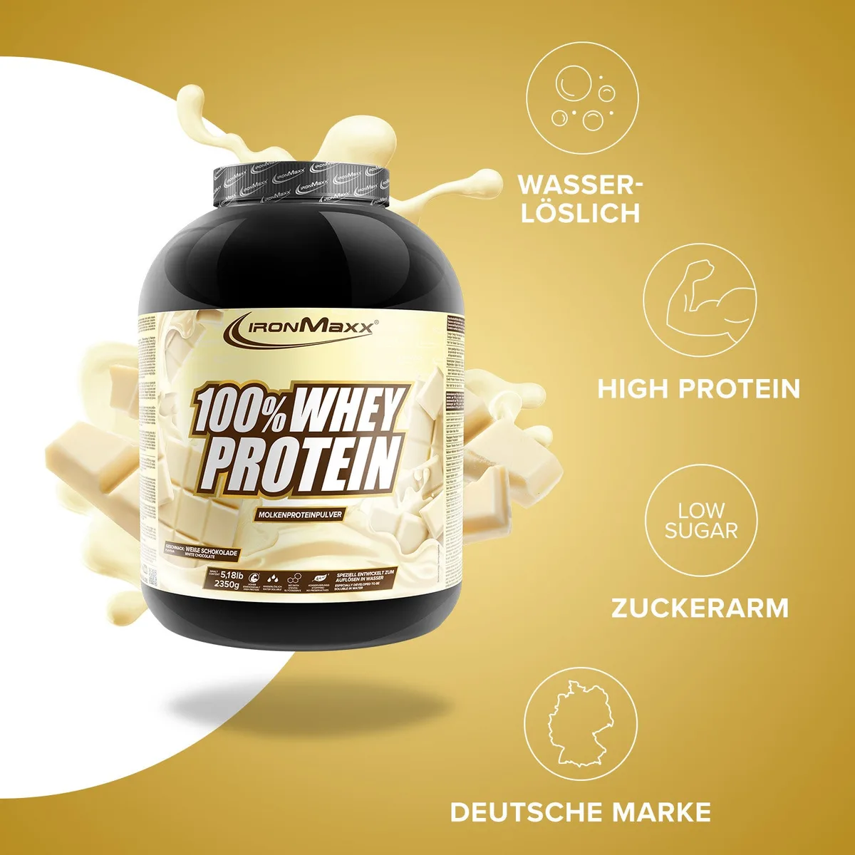 100% Whey Protein (2350g) - Weiße Schokolade – Bild 2
