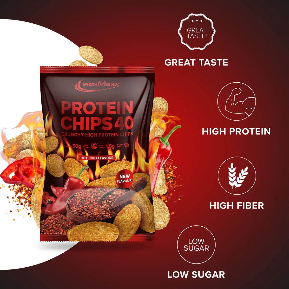 Protein Chips 40 (50g) - Hot Chili – Bild 7