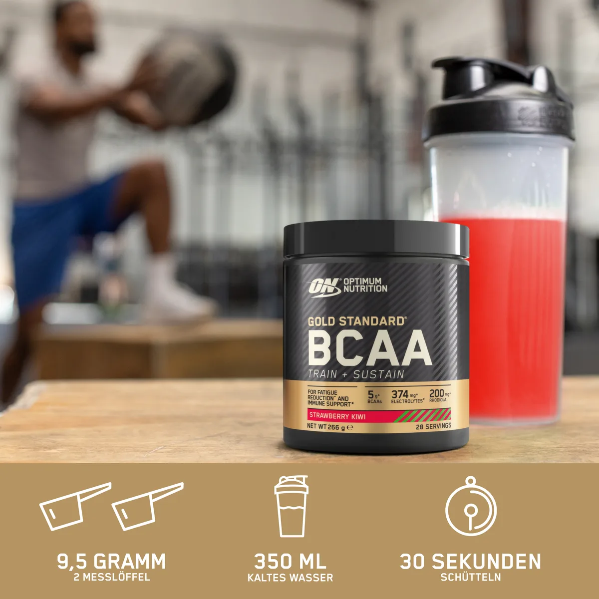 Gold Standard BCAA Train&Sustain (266g) Erdbeer-Kiwi – Bild 6