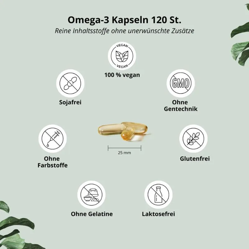 Nutri-Plus Omega 3 Vegan - mit EPA + DHA - 120 Kapseln – Bild 2
