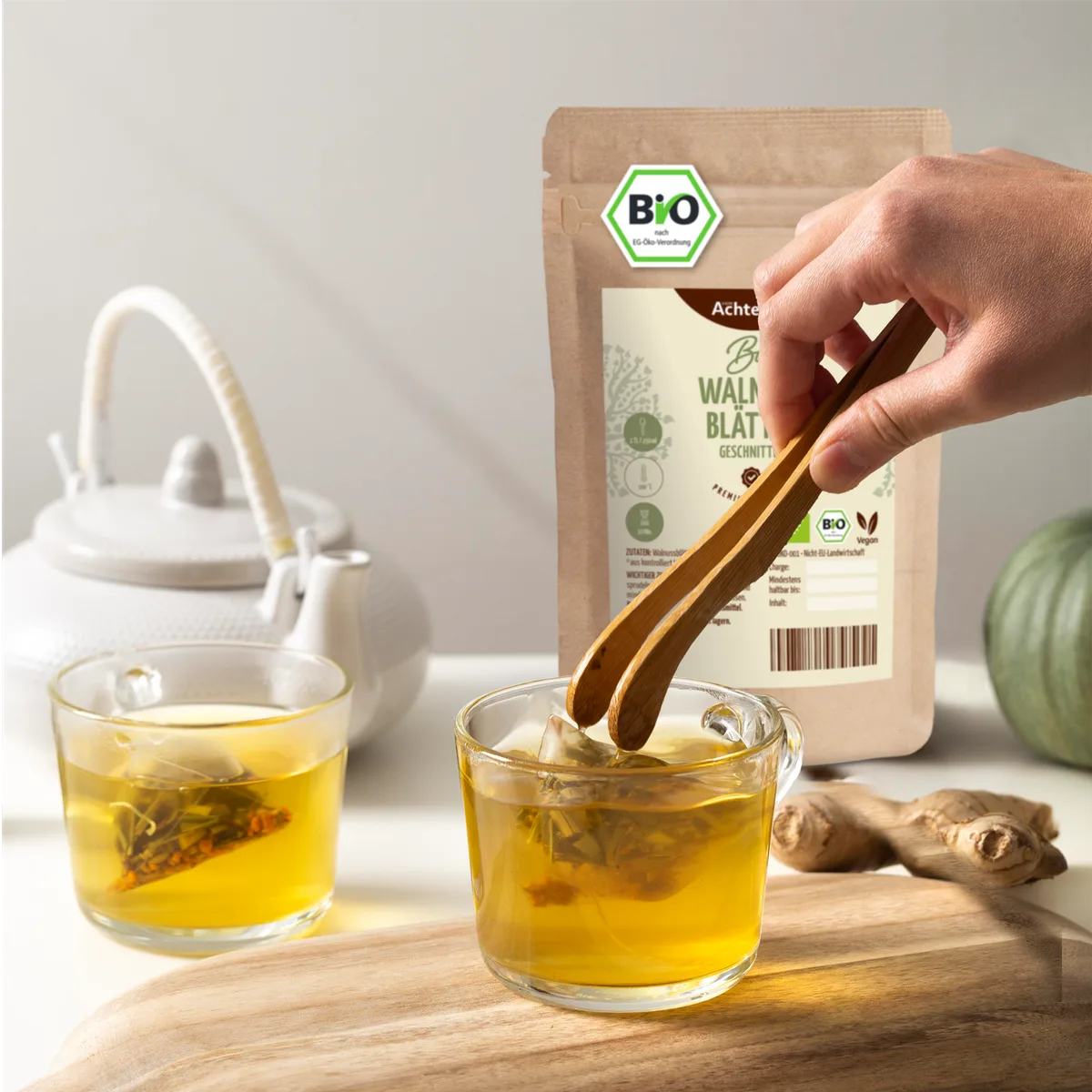 Walnussblätter geschnitten Bio (100g) – Bild 3